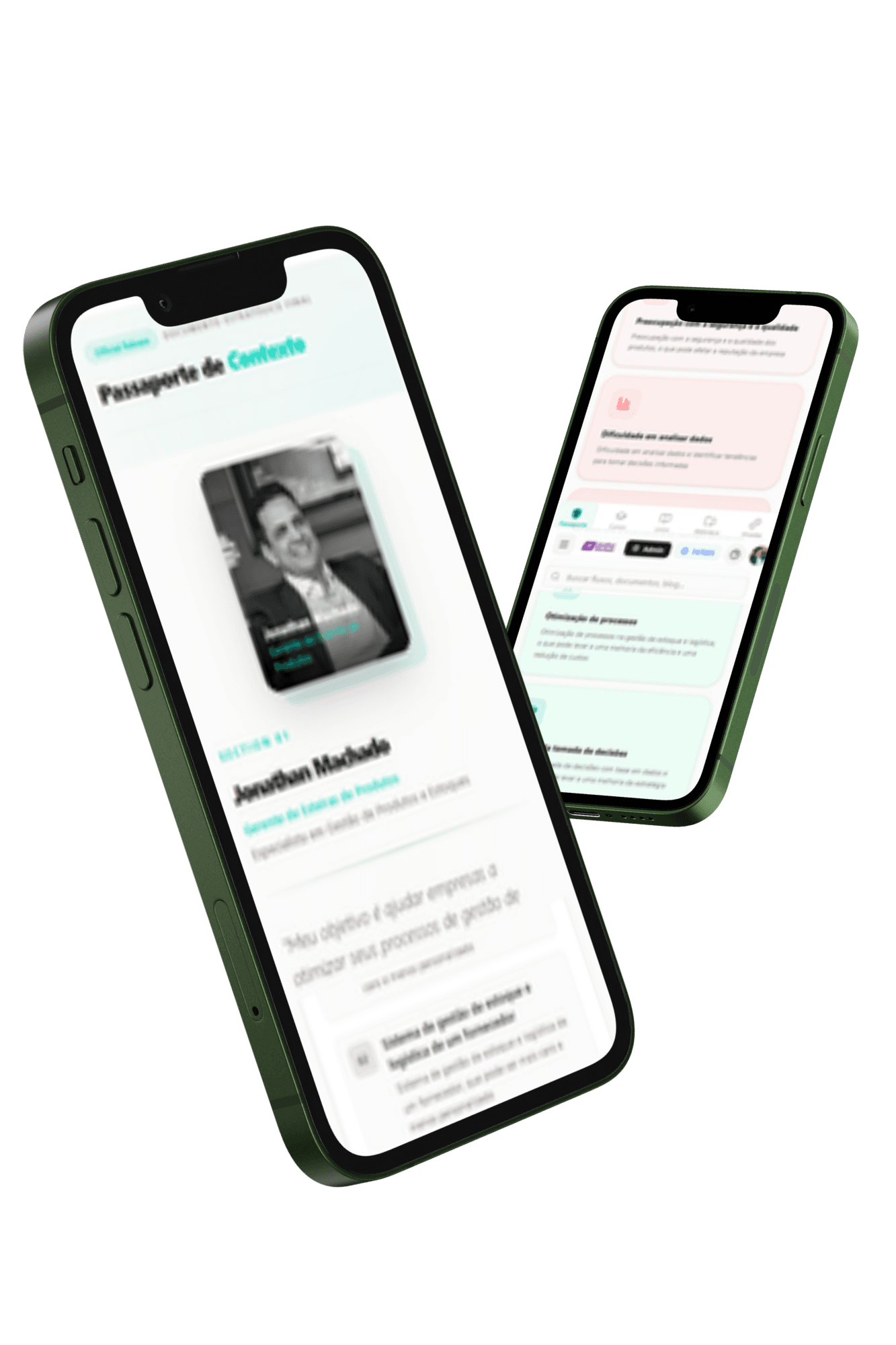 Passaporte de Contexto visualizado em dois iPhones